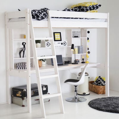 Nukkumatti korkea parvisänky 120x200cm kuultovalkoinen, asiakaspalautus